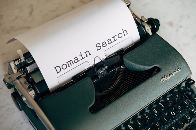 typewriter with domain search written